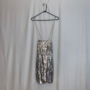 Luxxel Silver Sequin Dress | Medium